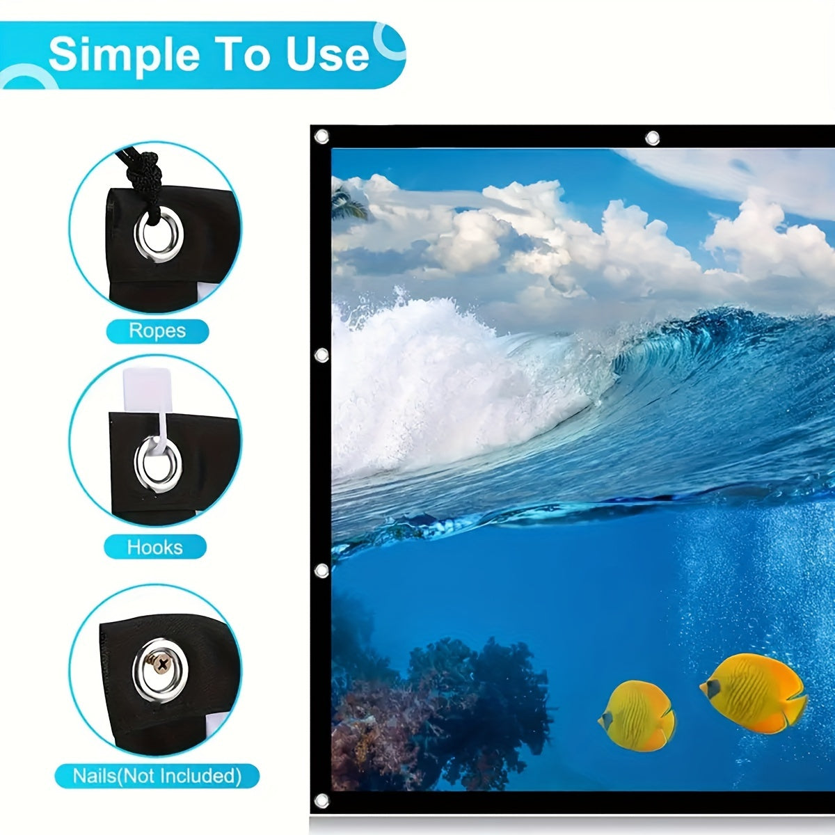 150-Inch HD Portable Foldable Projection Screen for Indoor Outdoor Use