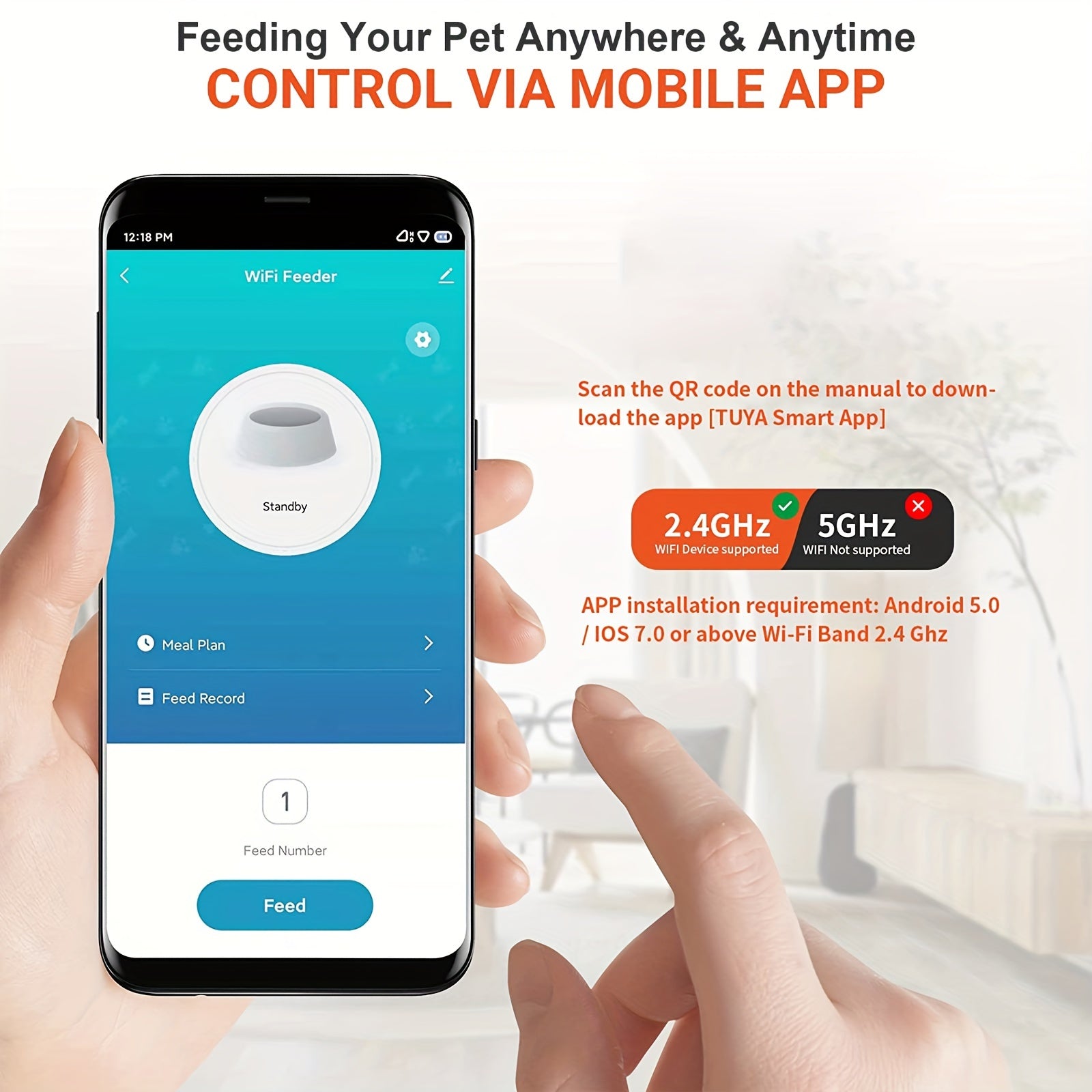 Comedero inteligente para mascotas con WiFi de 3L para perros y gatos con control por app y 20 comidas al día