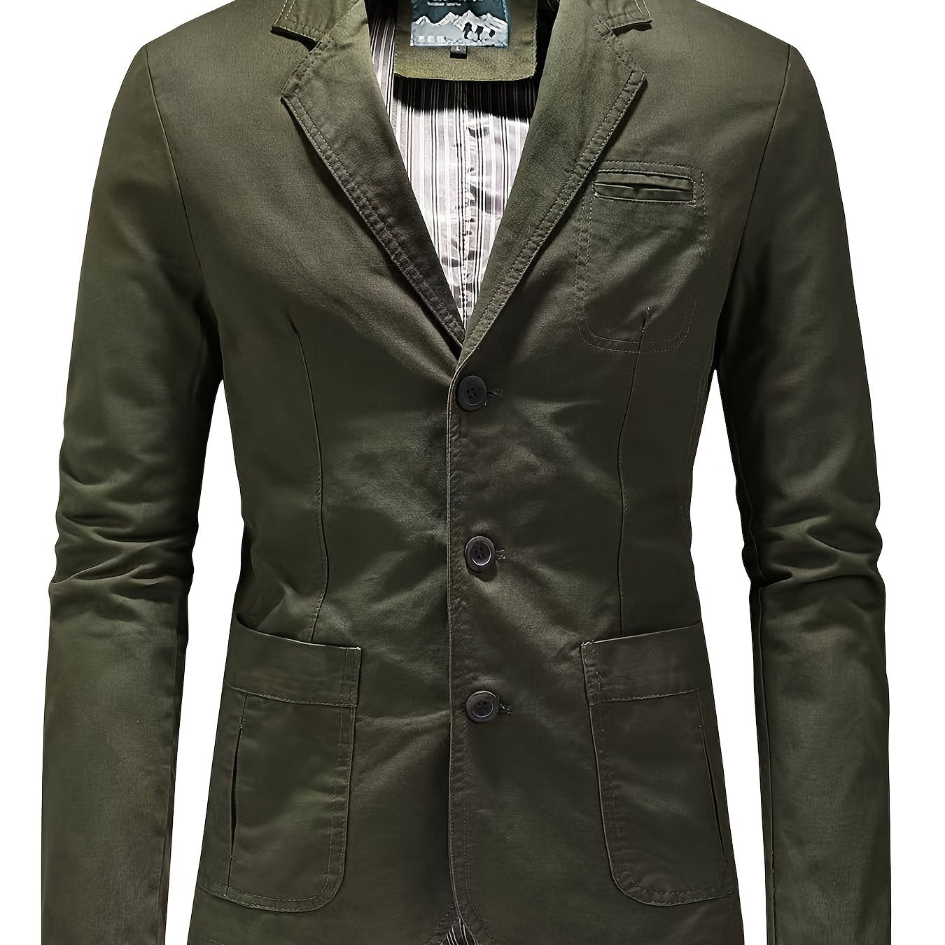 Chaqueta casual de softshell para hombre con blazer de algodón, corte regular, múltiples bolsillos