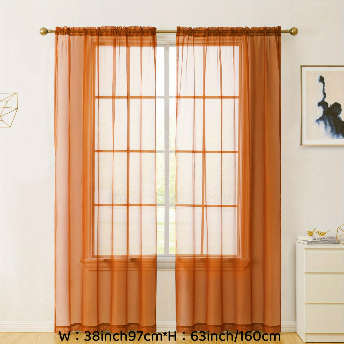 Sheer Voile Curtain Panels for Living Room Bedroom Kitchen Semi-Transparent Polyester