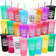 Set of 5 Insulated 24oz Tumblers with Lids and Straws BPA PVC Free for Office and Teachers