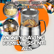 Katta Hajmli Yog' Filtrli Qozon To'plami, Chang Qopqog'i va Nozik Tarmoq Filtri bilan - 3 Dona 304 Noxud Po'latdan - Oshxona Yog' Saqlagichi, Yog' Filtrlash, Saqlash va Qayta Foydalanish uchun Oqim Tarmog'i - Elektr energiyasi talab qilinmaydi