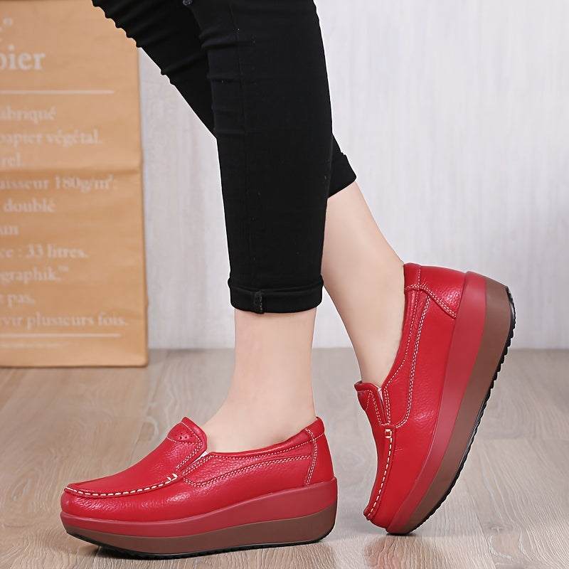 Women's Casual Canvas Sneakers, Slip-On Wedge Shoes, Soft Sole