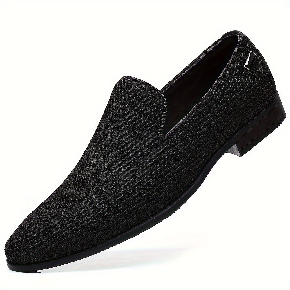 Men's Black Breathable Mesh Loafers Slip-On Non-Slip Rubber Sole Pointed Toe Casual Business Wedding