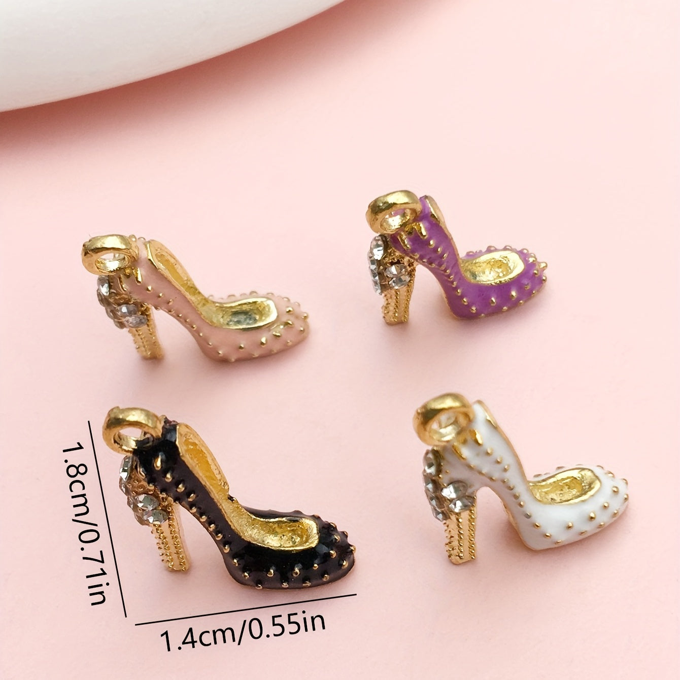 Pack of 10 Alloy Enamel High Heel Shoe Charms for Jewelry Making 18x14mm in 4 Colors