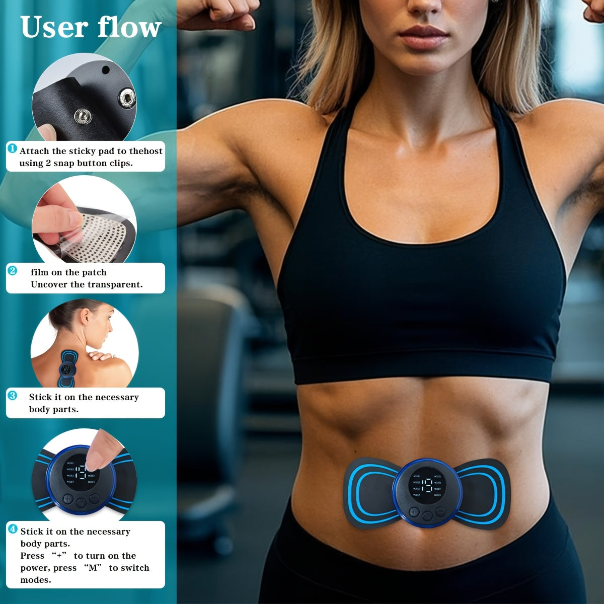 Portable Home Massager with 8 Modes 19 Intensity Levels Rechargeable EMS Neck Waist Body