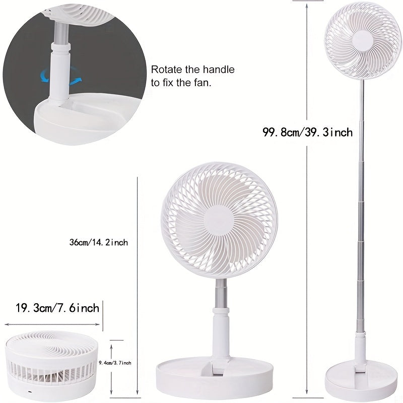 Rechargeable Portable Fan with Adjustable Height 4 Speed Settings Oscillation Office Home