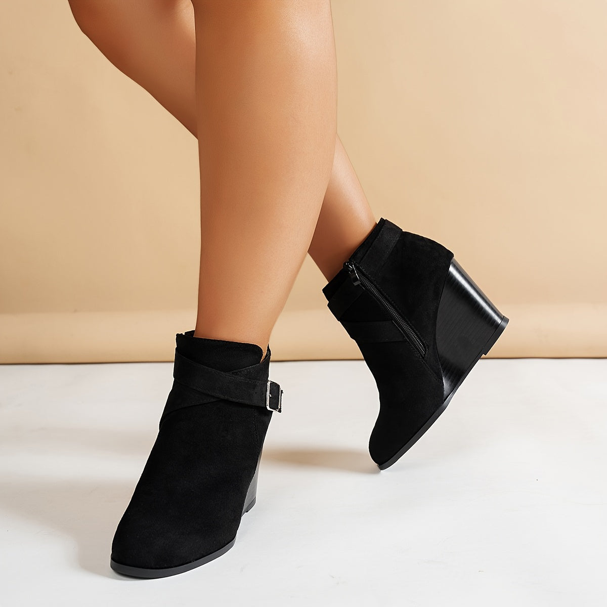 Women's High Heel Ankle Boots Leather Short Shoes