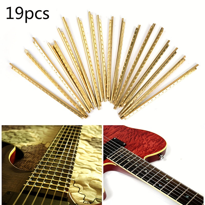 Juego de cuerdas de trastes de latón para guitarras acústicas y bass, 19 piezas, 2.2mm, dorado