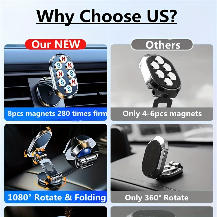 Universal Magnetic Car Phone Holder Retractable Dashboard Mount