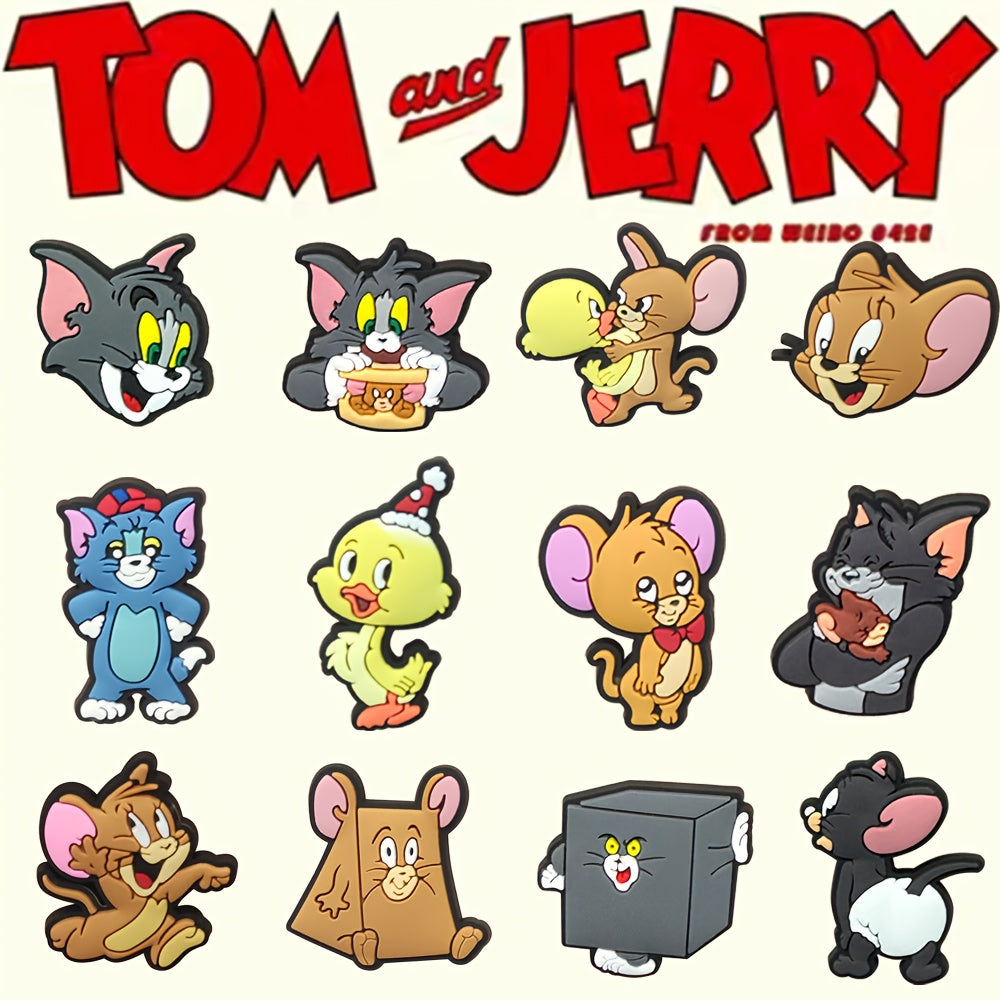 12 Pcs Colorful Cartoon Shoe Charms for Sandals Clogs and Bags