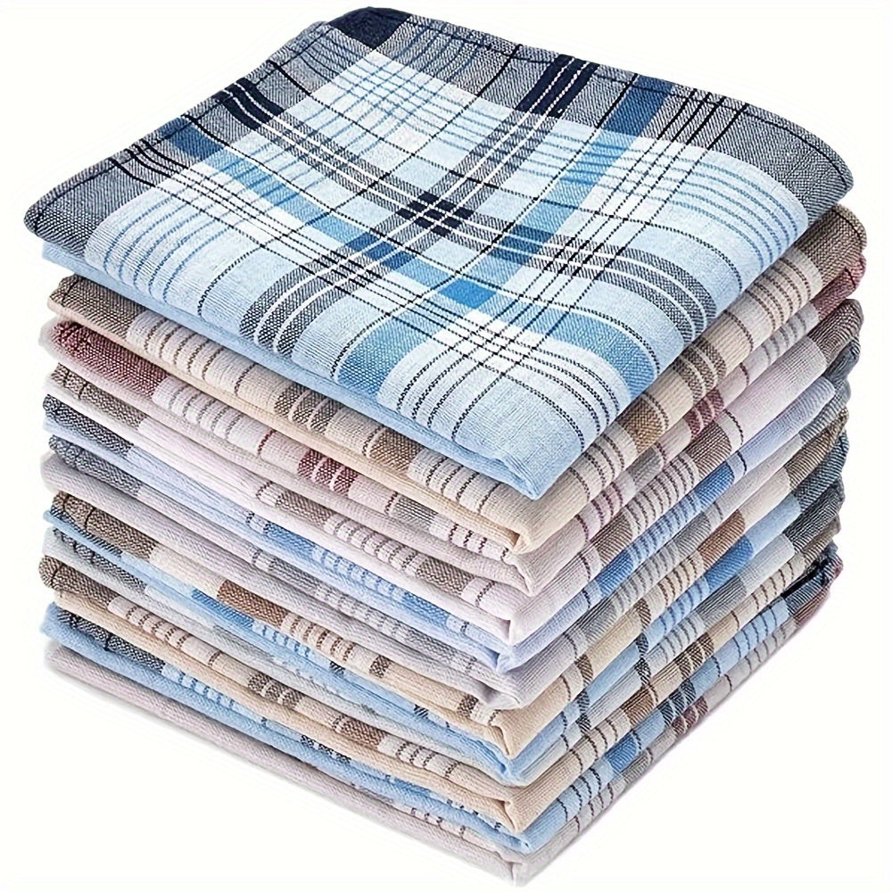 Набор из 12 мужских хлопковых носовых платков с клетчатым узором, стильный подарок