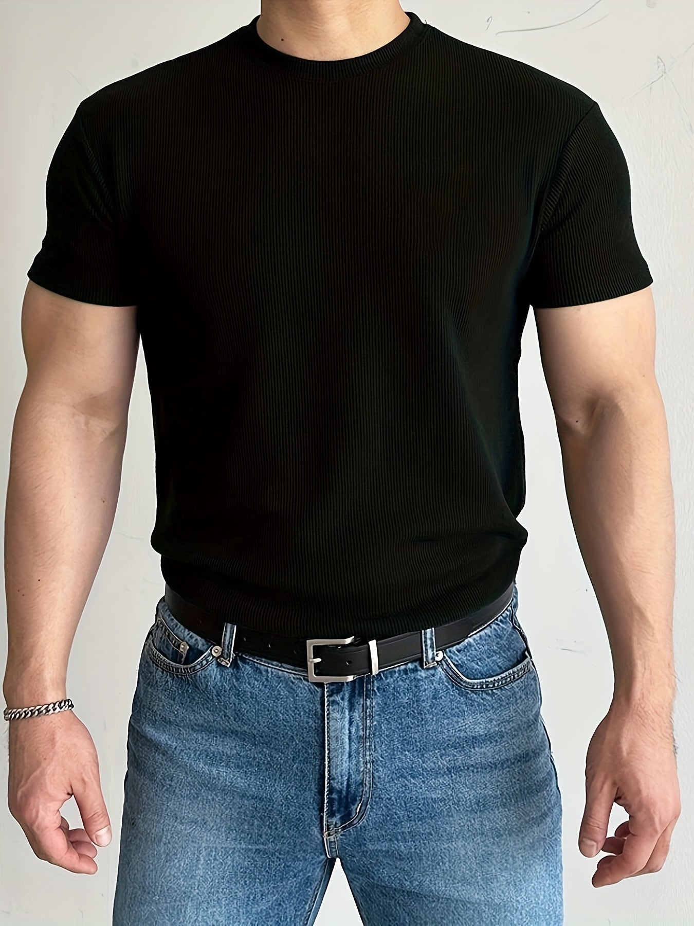 Camiseta deportiva elástica transpirable para hombre, ideal para correr y hacer ejercicio, de manga corta