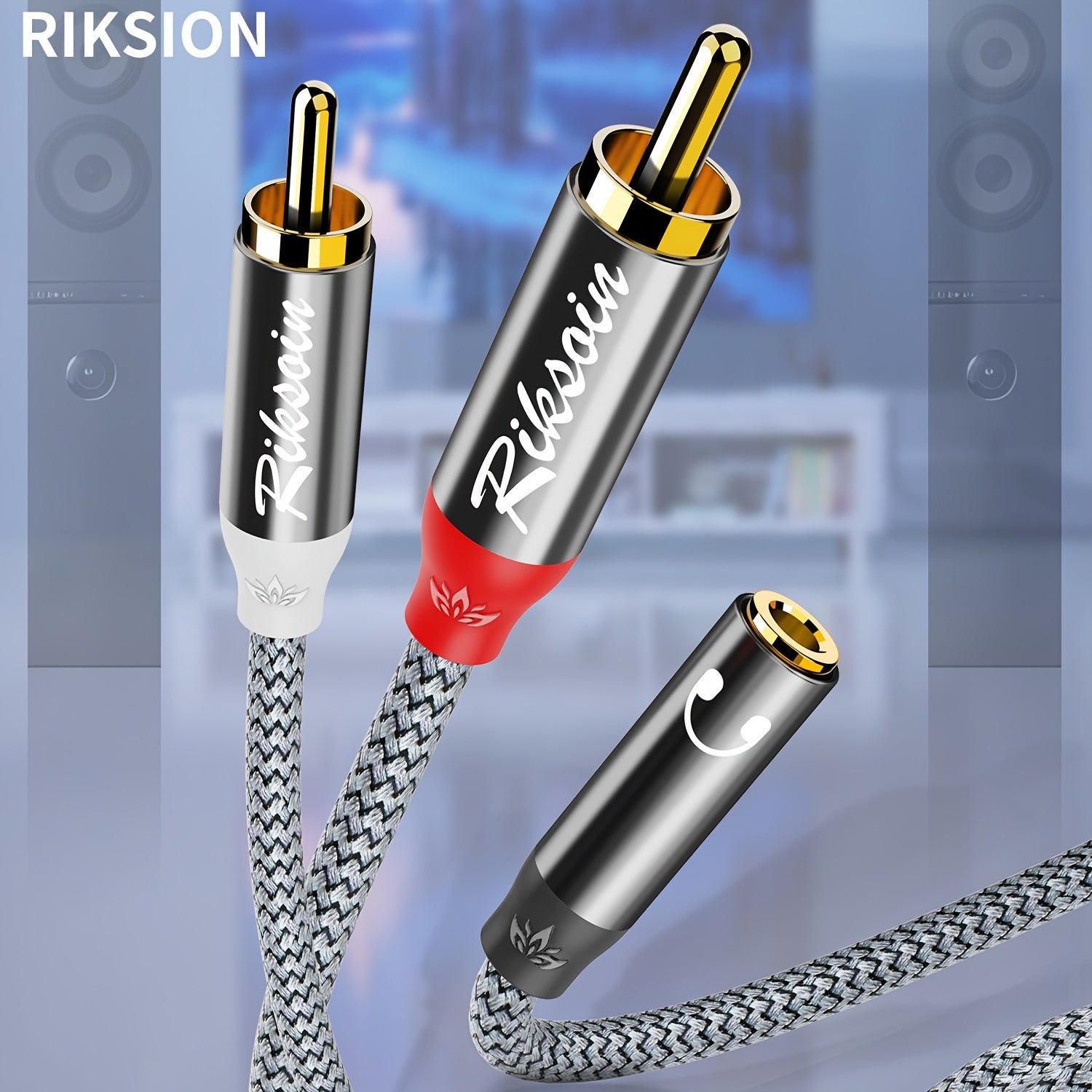 Premium Lossless Audio Cable 3.5mm to Dual RCA Adapter for Smartphone TV Home Theater