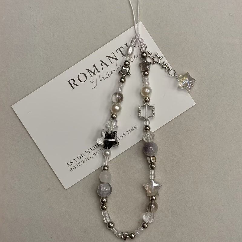 Бусиновый шнурок для телефона со звездами и жемчужинами для мобильных телефонов и камер