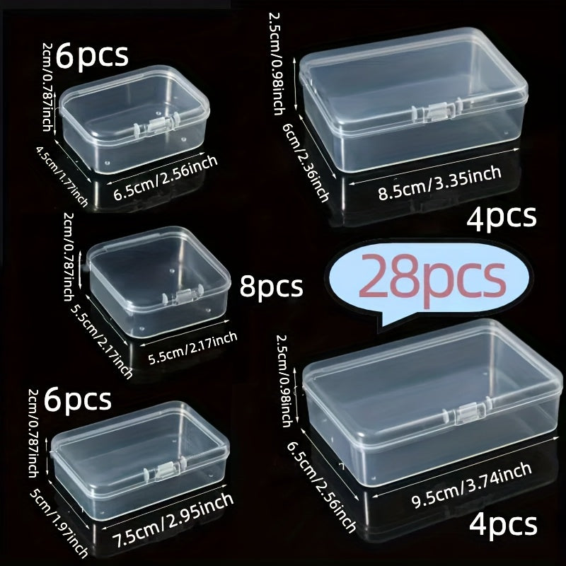 28 Pack Clear Plastic Storage Containers with Lids for Organizing Beads Crafts and Small Items