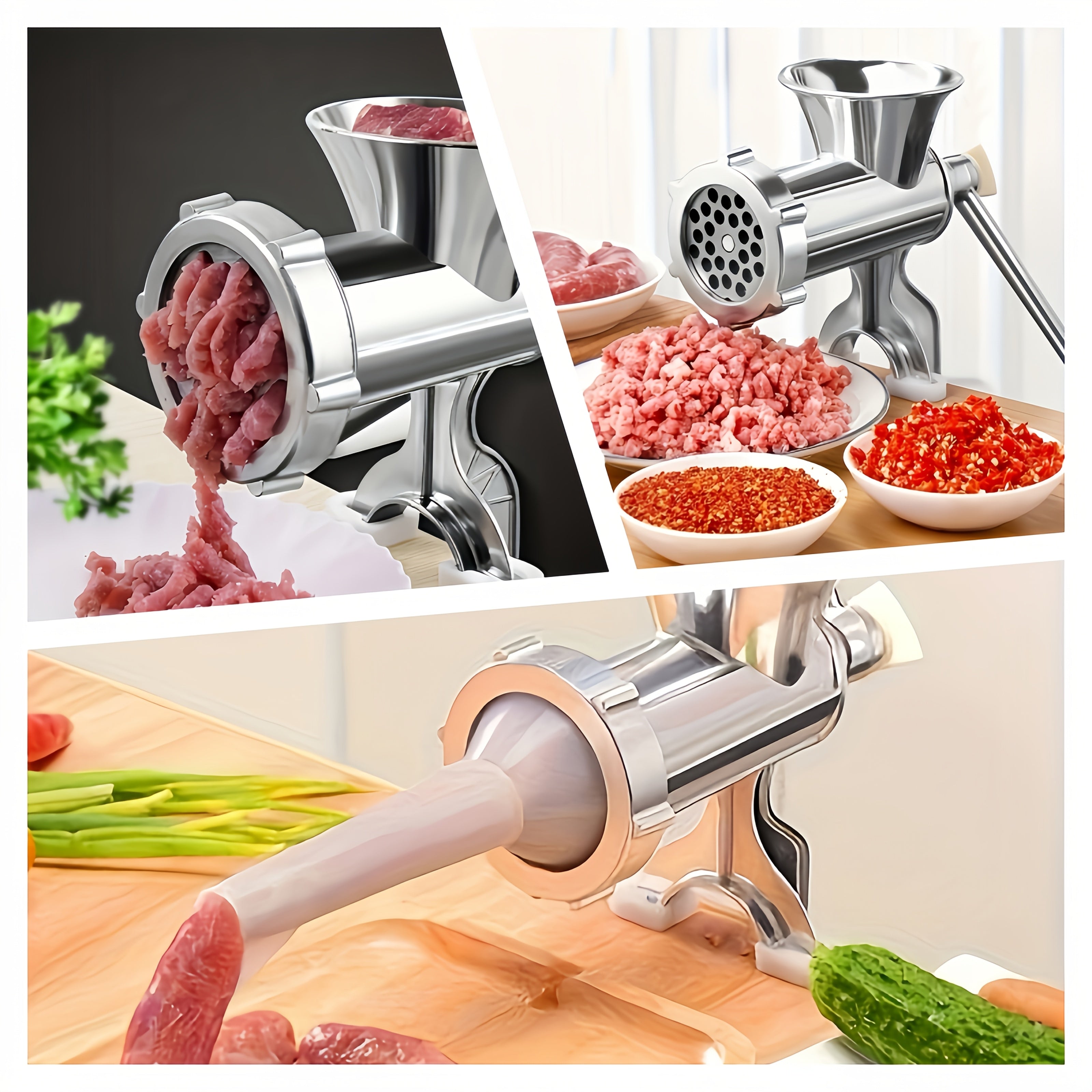 Ручная мясорубка S-образной формы с зажимом для стола, кухонный инструмент из алюминиевого сплава для измельчения овощей