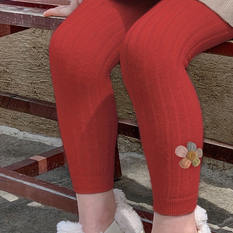 Toddler Girls Floral Cotton Blend Knit Pantyhose for Spring and Fall