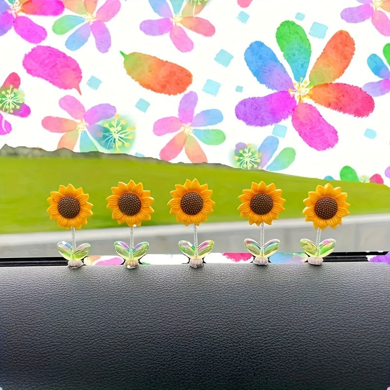 5 dona Gullar Resin Avtomobil Paneli Dekoratsiyalari Avtomobil Ichki Ekipajlari