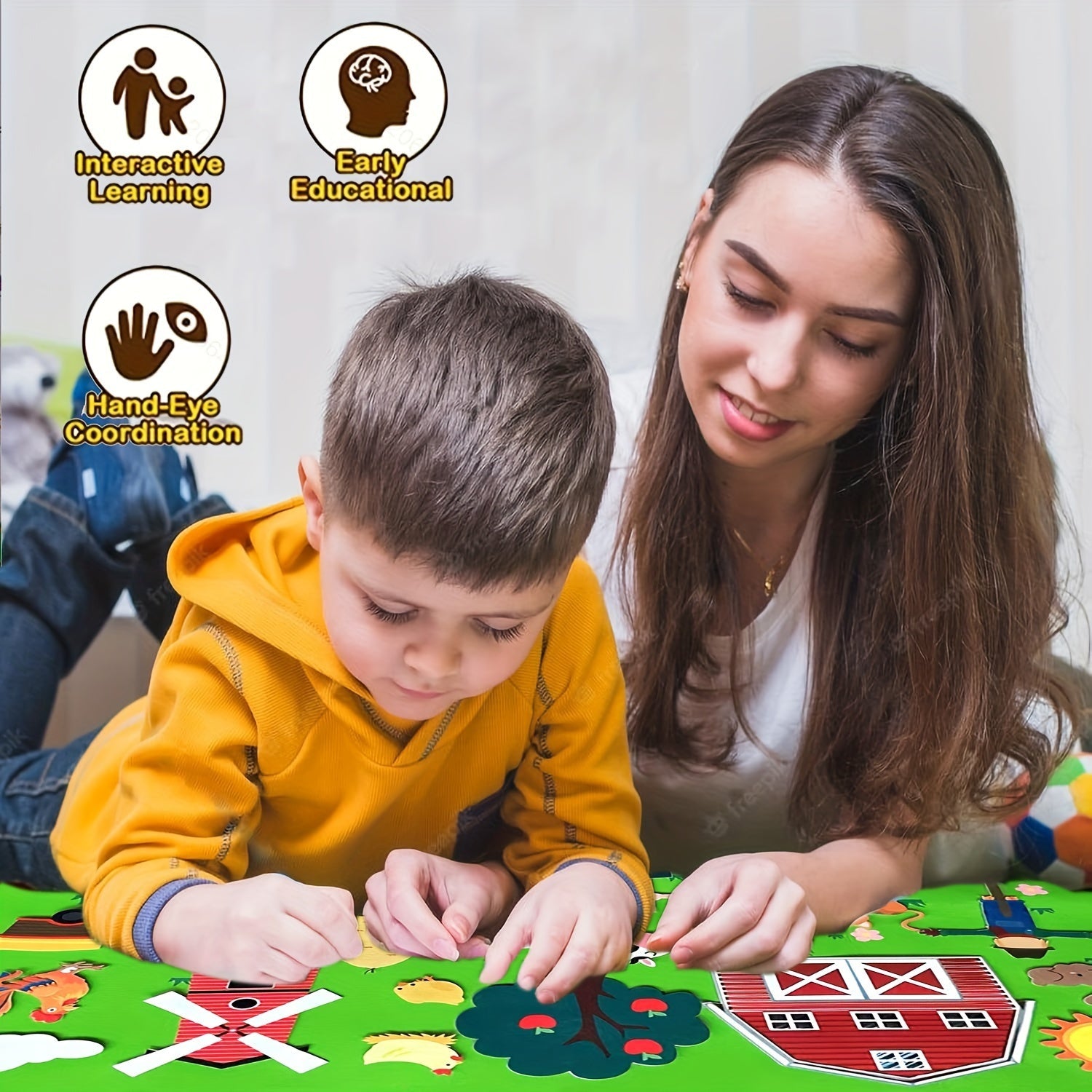 Интерактивный игровой набор для детей: набор фетровых историй с фермерскими животными из 35 частей. Образовательная игрушка с темой ранчо для мальчиков и девочек. Идеальный подарок на день рождения или Рождество.