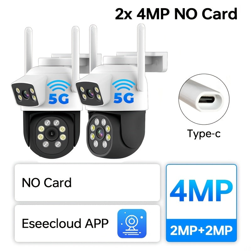 4MP Dual Lens Wireless Security Camera with 360° Pan/Tilt Night Vision Two-Way Audio Waterproof