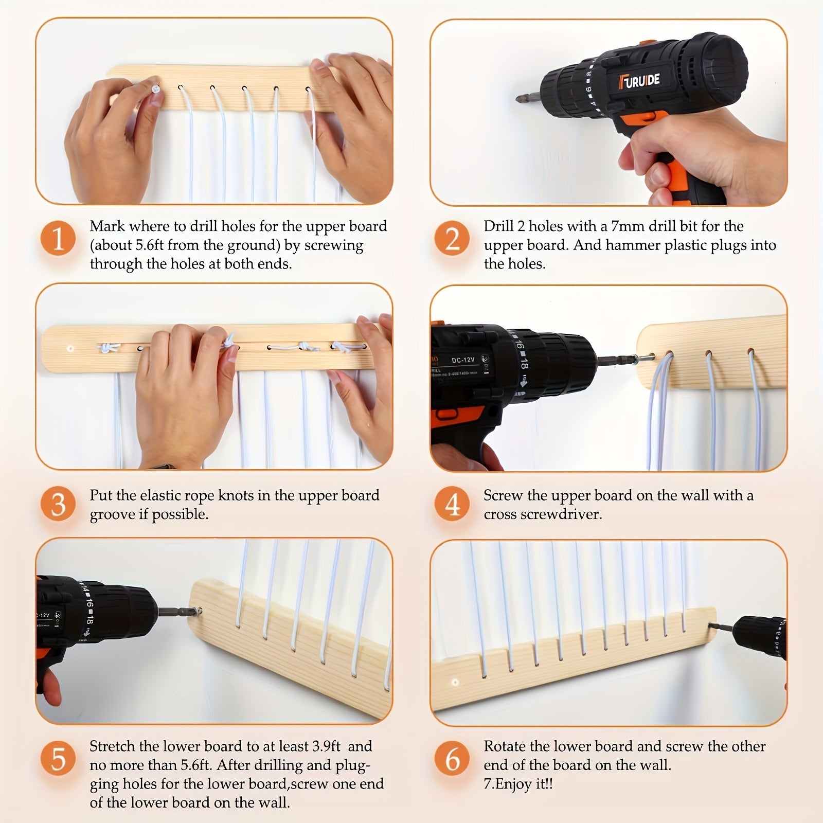 Wooden Wall-Mounted Toy Organizer Plush Animal Hammock Nursery Storage Net