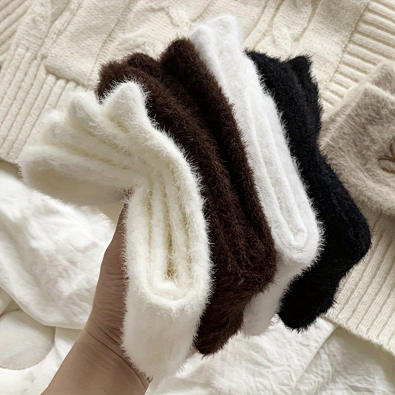 Women's Winter Socks 5 Pairs Fuzzy Plush Heart Assorted Colors