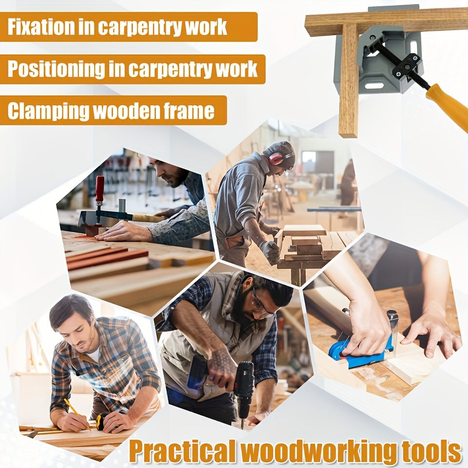 Aluminum Alloy 90° Right Angle Clamp with Adjustable Swing Jaw for Woodworking Welding