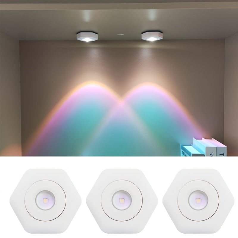 Lámpara de atardecer LED con diseño hexagonal, brillo de dos niveles, alimentada por batería para dormitorio, sala de estar, fotografía