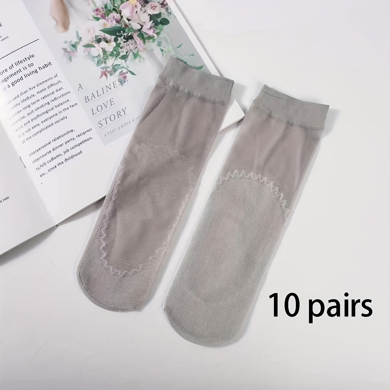 Women's Mesh Socks 4 Pairs Non-Slip Sweat-Absorbing Flesh-Colored Short
