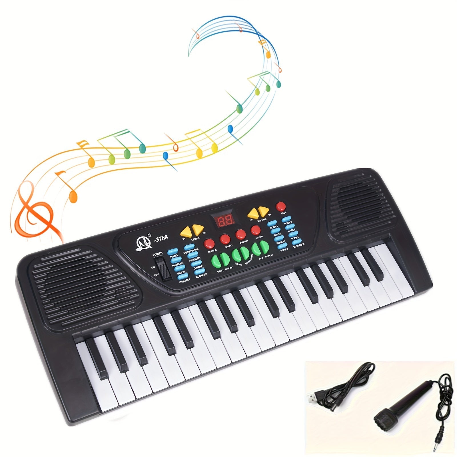 Electronic Keyboard for Beginners 37-Key Portable Music Toy with Microphone for Teens