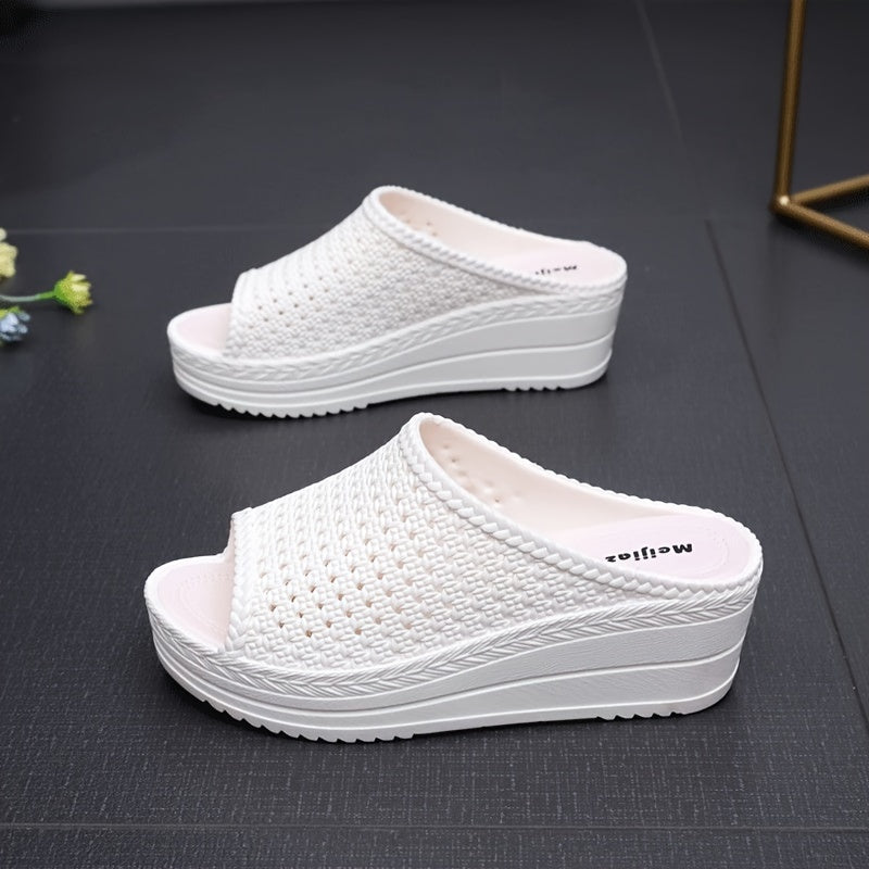 Женские сабо на танкетке с толстой подошвой для улицы, без застежки, для свадьбы и путешествий