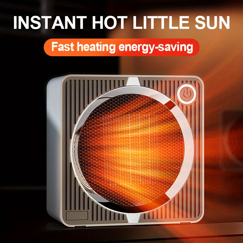 EcoHeat Portativ Keramika Isitgichi Termostat bilan, 500W Jim Joy Isitgichi Ofis va Uy uchun, Kvadrat Temir va ABS Qurilishi, Qizib Ketishdan Himoya, EU Plug, Tez va Jim Isitish - Oq/Qora