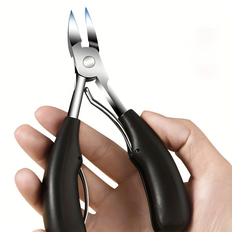 Stainless Steel Nail Clippers for Thick and Ingrown Toenails with Curved Blade and Nail File for Men and Women