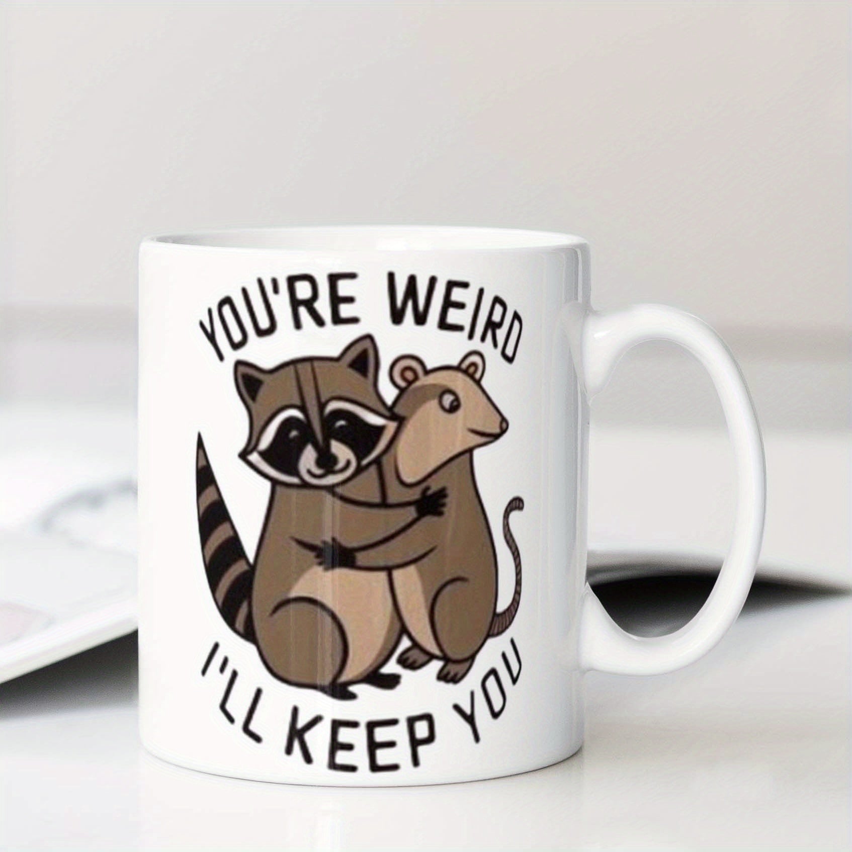 Raccoon Ceramic Coffee Mug Quirky Humor Home Office Gift