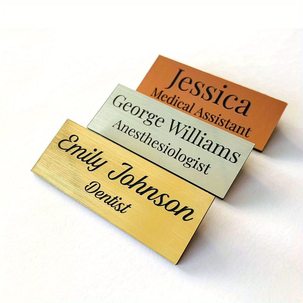 Personalized Engraved Name Badge Magnet with Custom Label or Pin