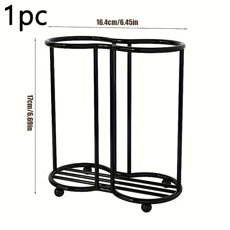 Double Tube Cup Holder Holds 4 Cups Black Home Office Cafe Bar Modern Minimalist Durable Metal