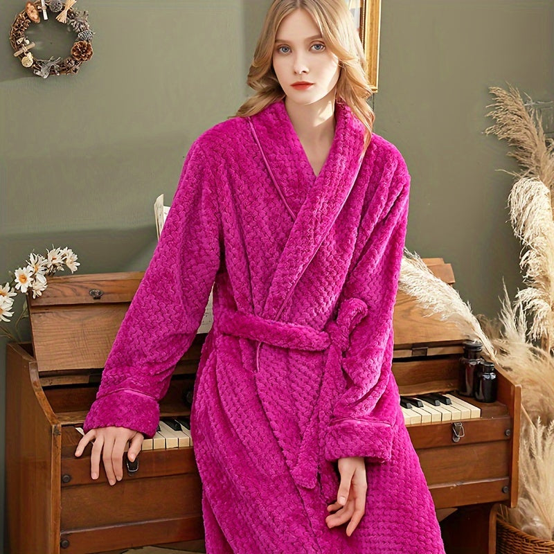Cozy Couples Bathrobe Long Sleeve Autumn Winter Warm Fleece