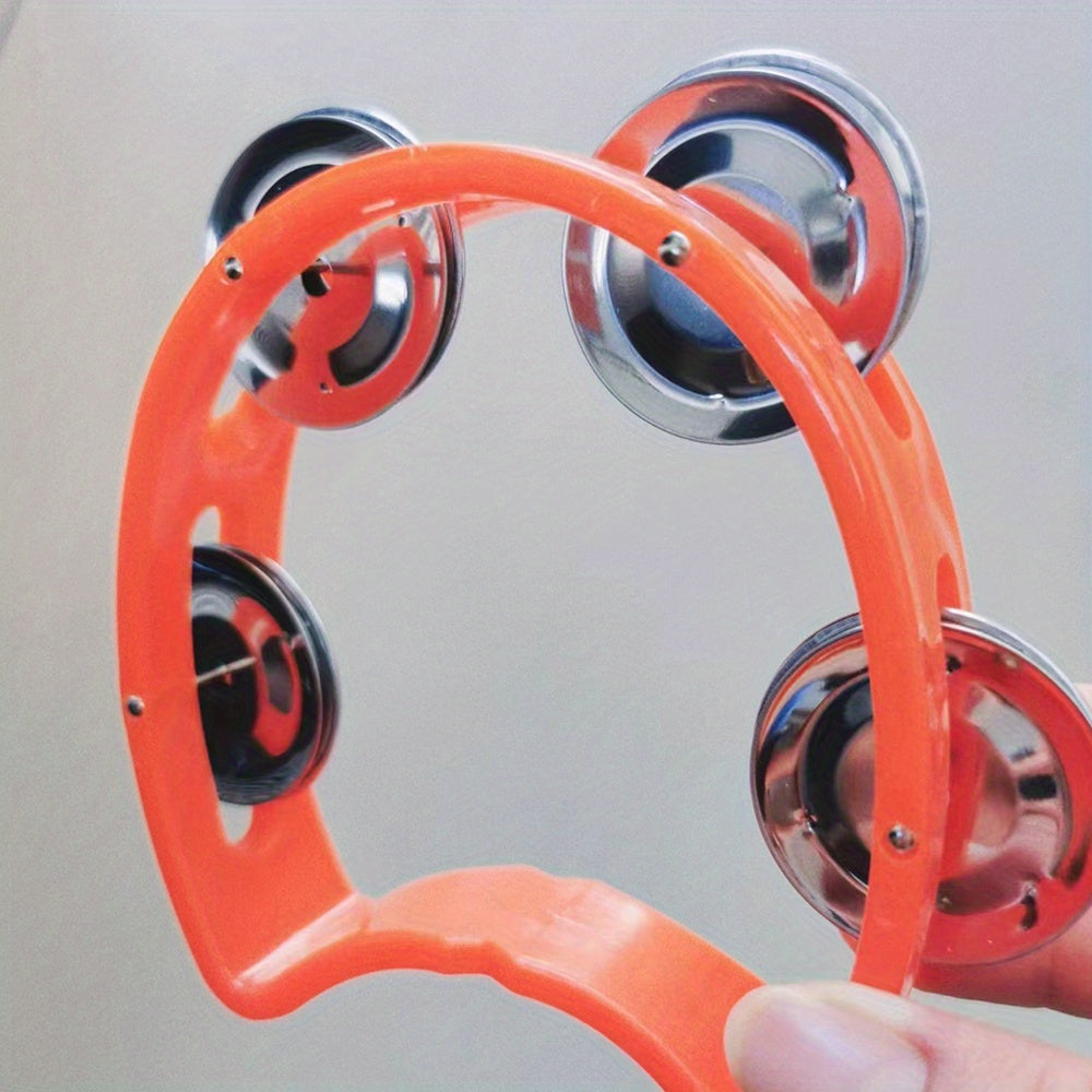 Plastic Hand Tambourine with 4 Bells for Kids and Adults Musical Percussion Instrument for Parties and Celebrations