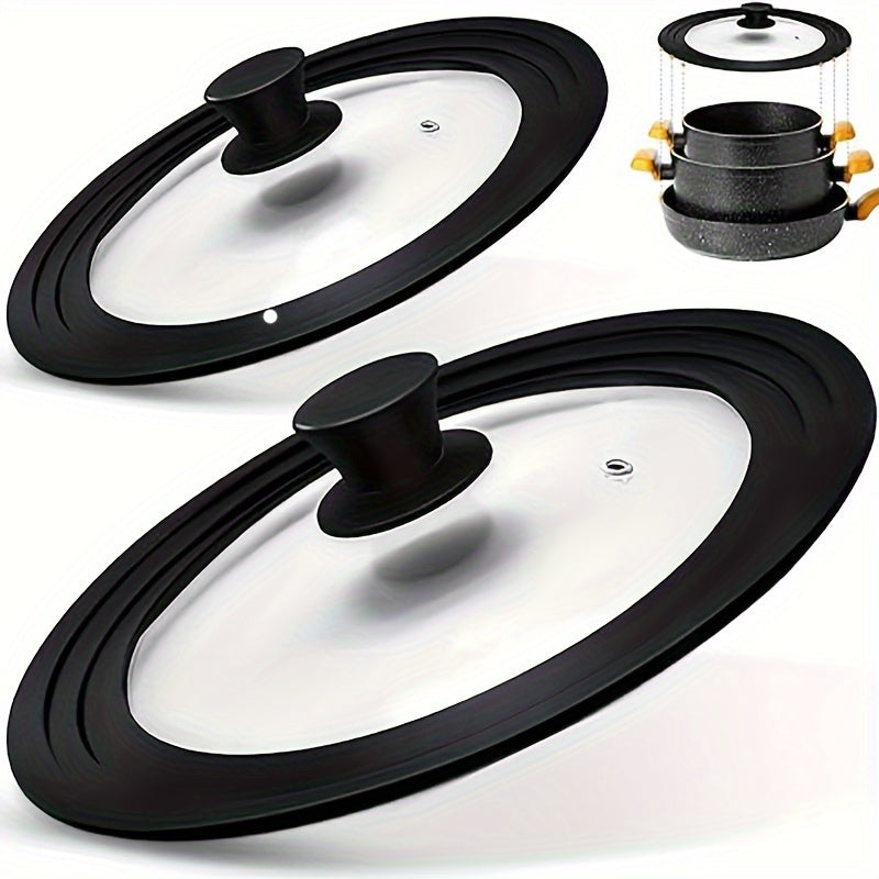 Silicone Glass Lid for Pots Pans and Steamers, Heat-Resistant, Versatile