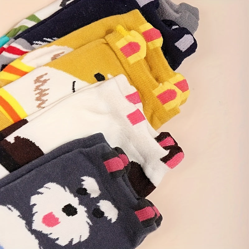 Men's Mid-Calf Socks Large Size Animal Pattern Knit Polyester Harajuku Style 5 Pairs