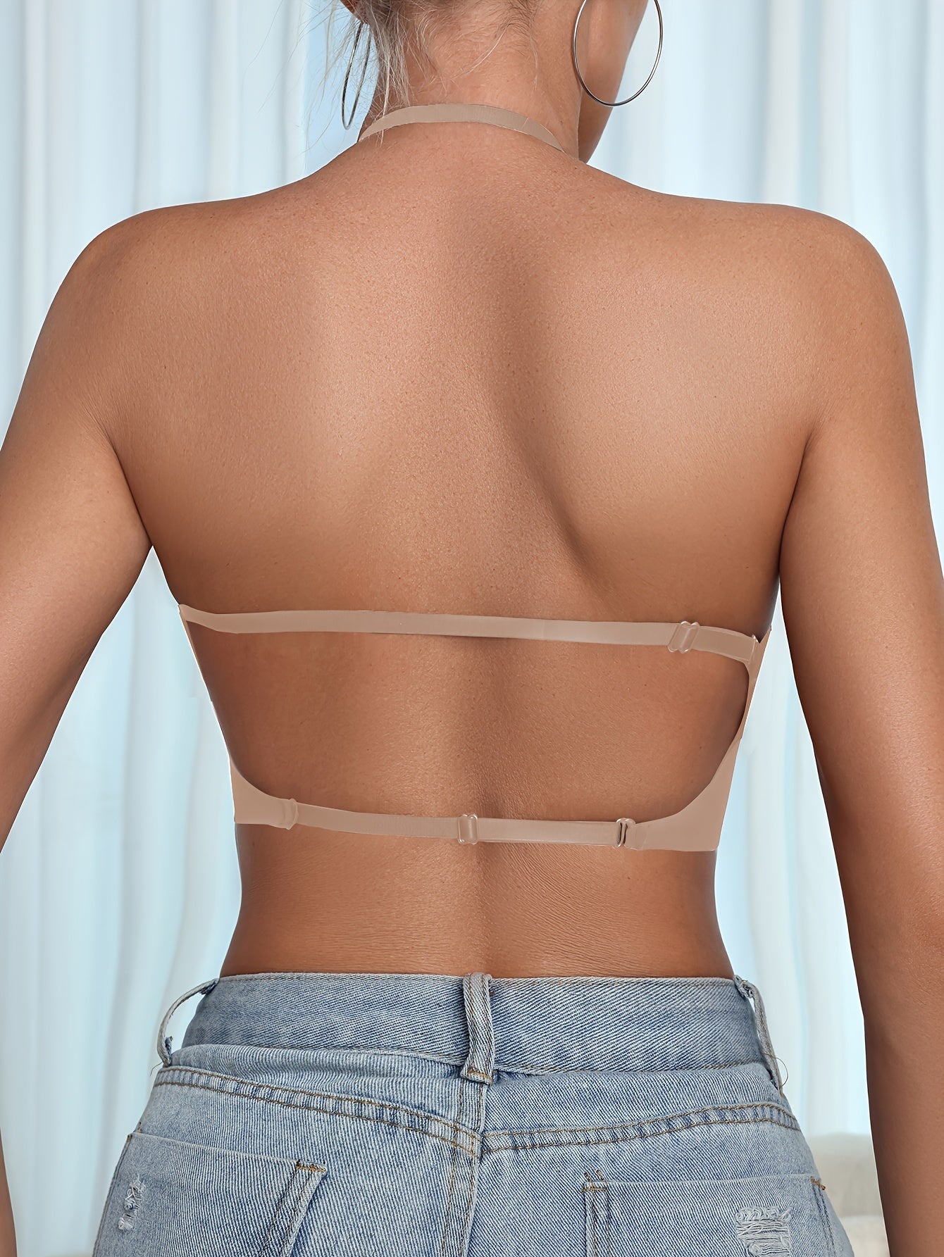 Women's Seamless Wireless Halter Bra with Cross Straps and Push-Up Support