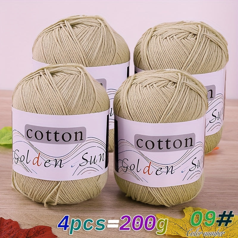 4pcs Cotton Yarn Medium Weight for Crocheting Knitting Multicolor Gradient Autumn Leaves Design