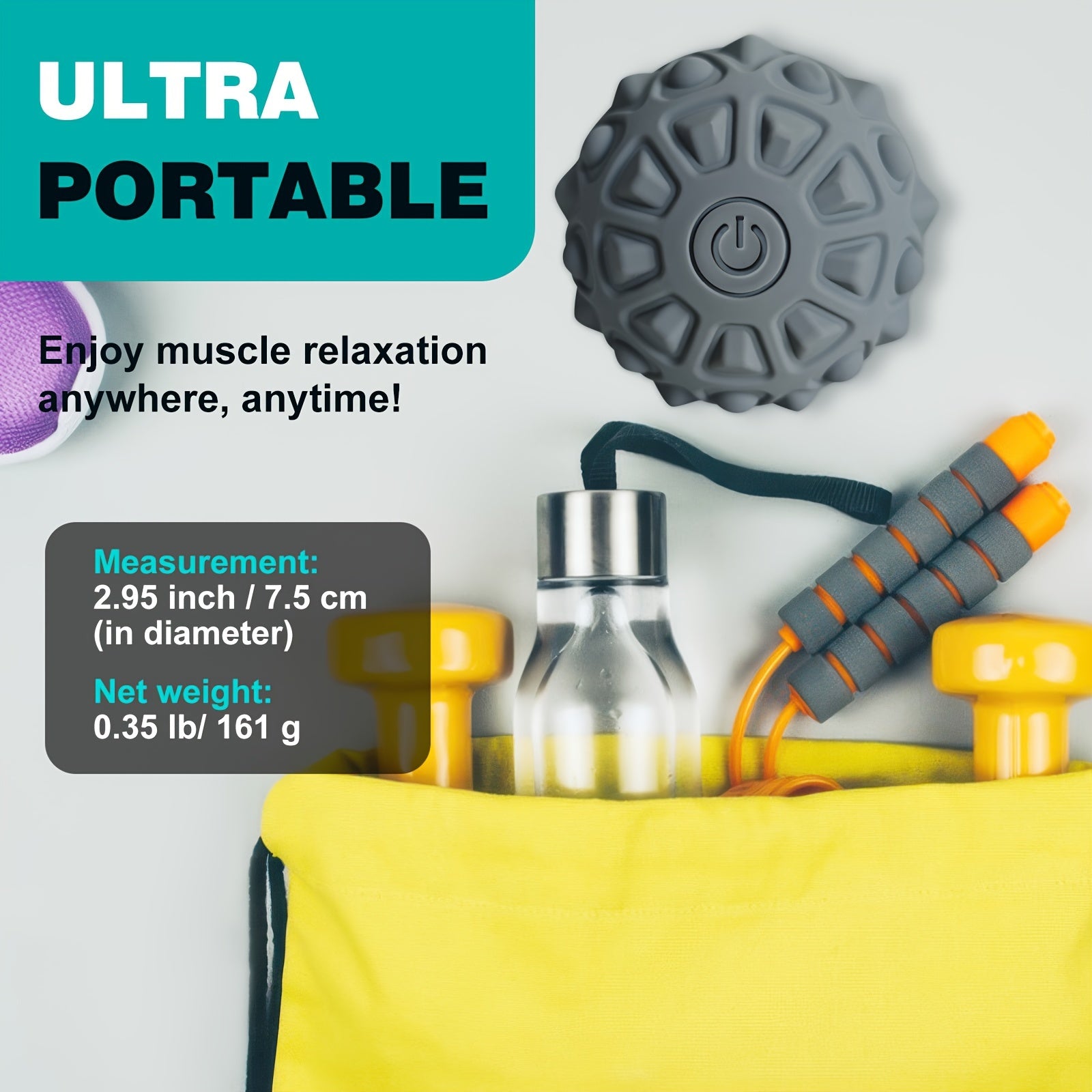 Shahar fitnessi uchun mini tebranish massaj to'pi, qo'llar, oyoqlar, son va qorinni bo'shatish uchun ideal.