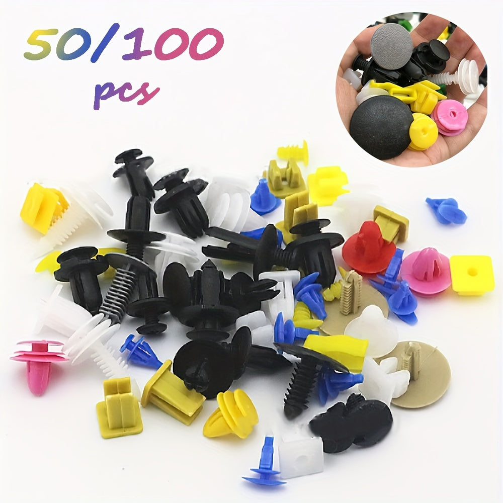 50/100pcs Universal Car Plastic Door Panel Bumper Rivet Fastener Kit