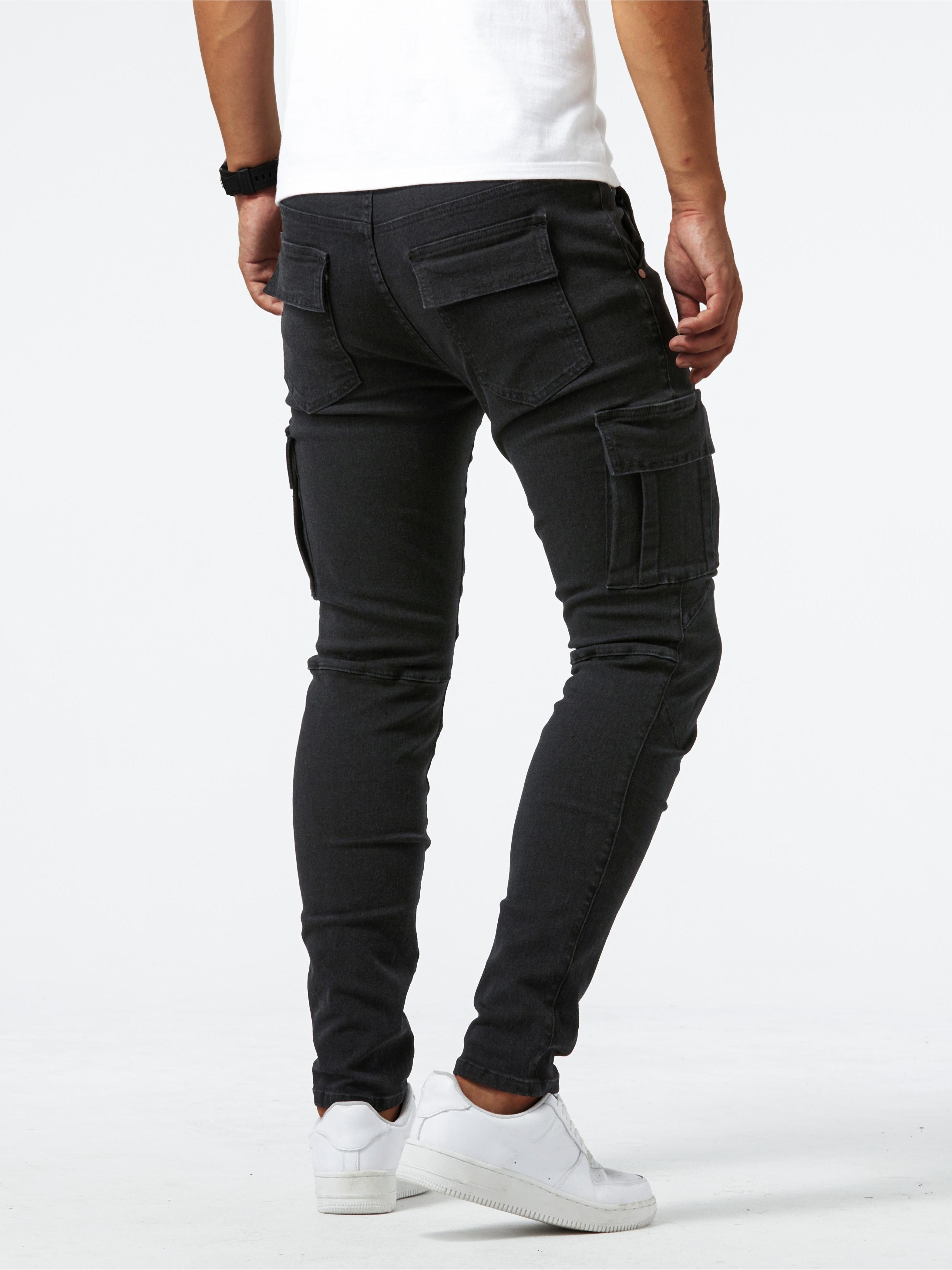 Men's High-Stretch Denim Pants Slim Fit Casual All-Season with Multiple Pockets