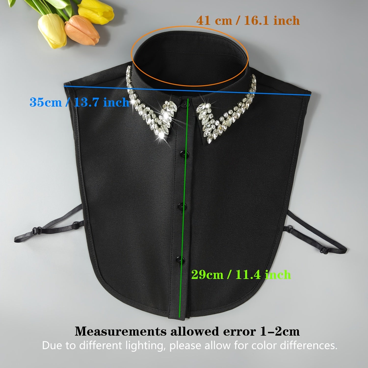 Sparkling Rhinestone Faux Collar for Women Detachable Half-Shirt Polyester Elegant Accessory