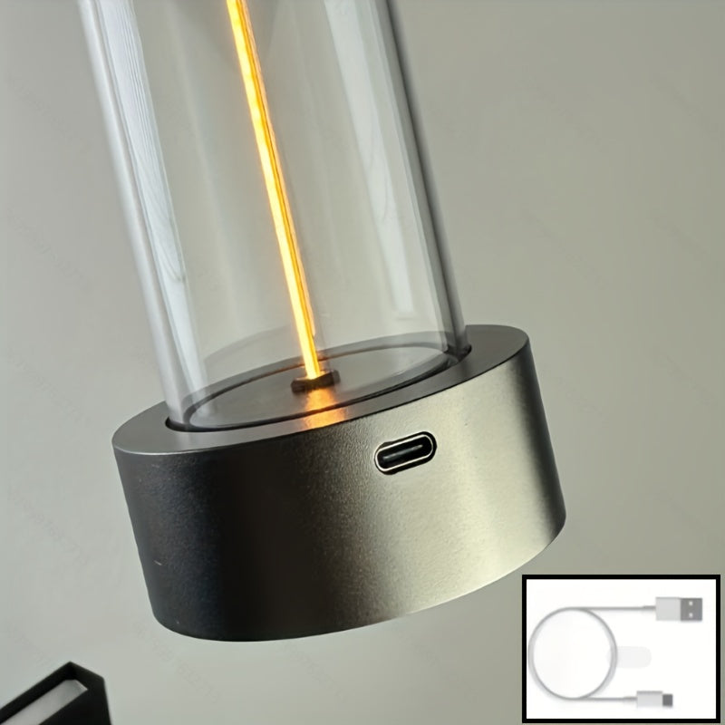 LED Desk Lamp Dimmable Touch Control Rechargeable USB Cordless Metal Base Black Indoor