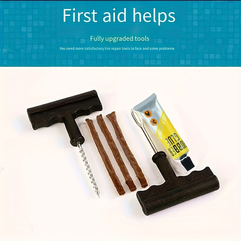 Emergency Tire Repair Kit for Cars and Motorcycles with Tire Levers