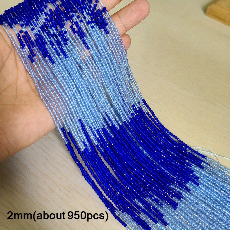950 Pieces 2mm Faceted Glass Beads Gradient Colors for Jewelry Making and DIY Crafts